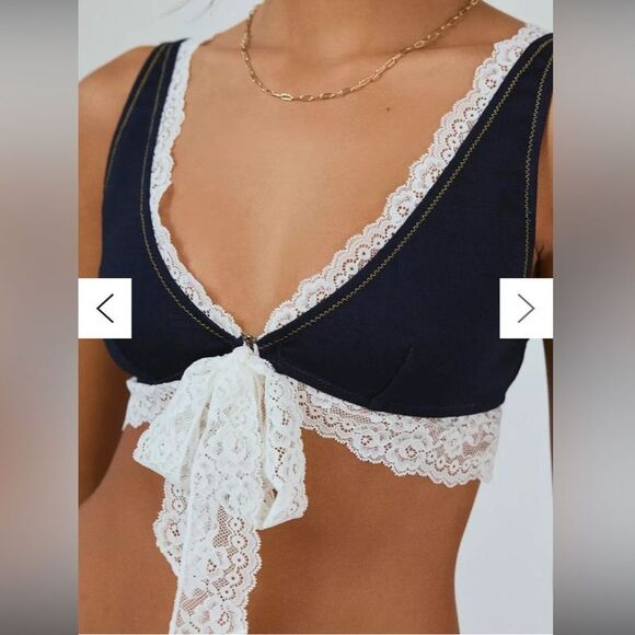 UO Out From Under Cowgirl Logic Denim Plunge Bralette - Picture 8 of 11